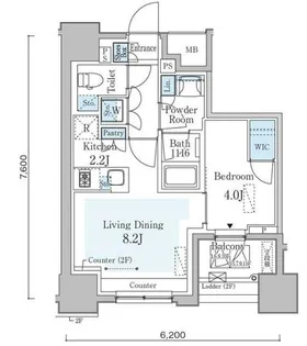 グランパセオ横濱関内プレミアム【5階】の間取り