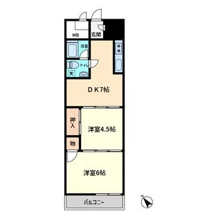 市川ファミリー第一マンション【5階】の間取り
