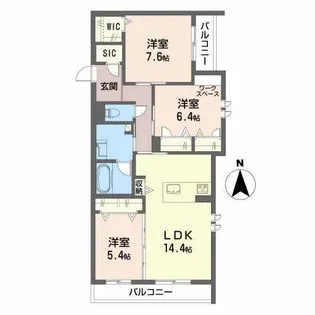 シャーメゾングルース【1階】の間取り