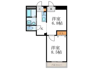 西大路御池ハイツ・イチキ【2階】の間取り