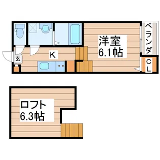 ハーモニーテラス東仙台VI【2階】の間取り