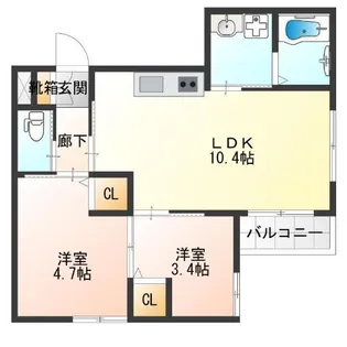 フォルモント住之江【2階】の間取り