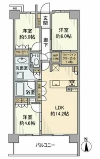 リーフィアレジデンス杉並井草森公園【3階】の間取り