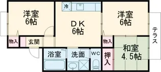 サングレースA棟【1階】の間取り