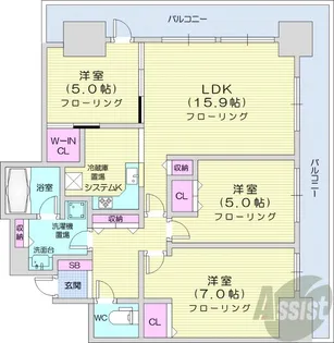 ザ・タワーズフロンティア札幌【5階】の間取り