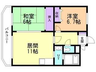 北拓ハイツ高砂【1階】の間取り