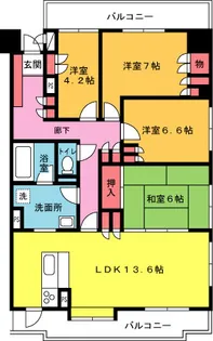 コスモ茅ヶ崎ラフェーリア【5階】の間取り