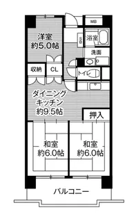 ビレッジハウス高美が丘タワー【1階】の間取り