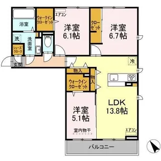 サンブライト B【1階】の間取り