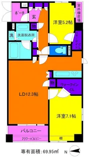 ピアレージュ三鷹【6階】の間取り