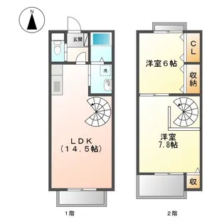 アビタシオン竹ノ山A・B【1階】の間取り