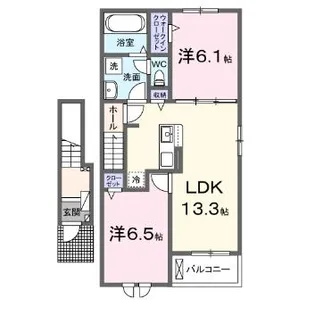 岐阜県各務原市鵜沼三ツ池町2【アパート】の間取り