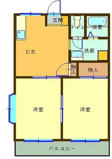 レインボー生川【1階】の間取り