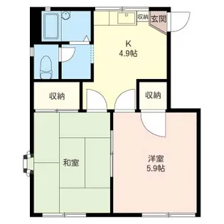 ハイム若草B【1階】の間取り