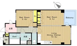 カスタネア栗平(旧プリメール栗平)3番館【6階】の間取り