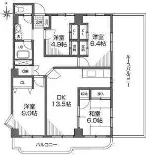 グランメール成城【5階】の間取り