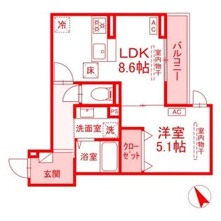 グリシーナ鵠沼石上【2階】の間取り