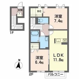 シャーメゾンオークパーク【2階】の間取り