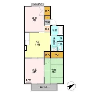 サンライズコーポ森 E【1階】の間取り