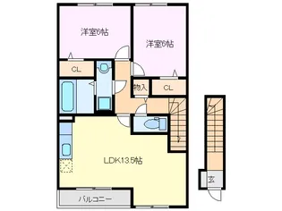 アーデフライアB棟【2階】の間取り