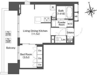 バウスステージ中野【9階】の間取り