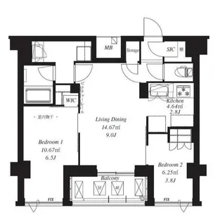 フレンシア青葉台【4階】の間取り