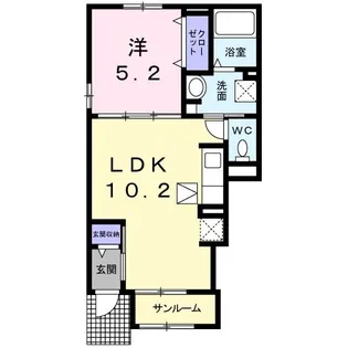 メゾン・シュエットB【1階】の間取り