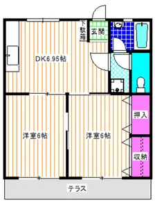 コーポすずらん【1階】の間取り