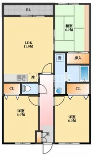 カルディア中島【3階】の間取り