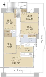 シティハウス長町南ミュージアムコート【8階】の間取り