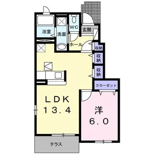 サンライズ・ビレッジB【1階】の間取り