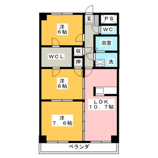 アゼリア阿古曽【5階】の間取り