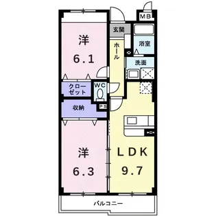 インヴィテ・ボヌールII番館【1階】の間取り