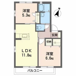 メゾンボヌールII B棟【2階】の間取り