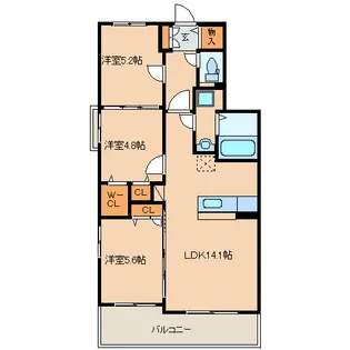 リヴェール大濠【3階】の間取り