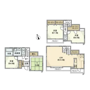 神奈川県横浜市中区本牧間門【一戸建】の間取り