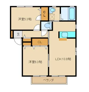 バリュージュ安塚C【2階】の間取り