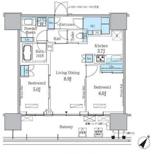 東京都中央区晴海5【マンション】の間取り