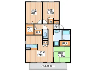 Mボナール A棟【1階】の間取り