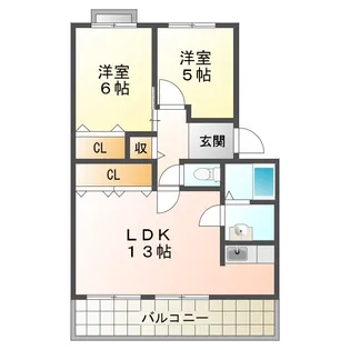 パラシオン有瀬【1階】の間取り