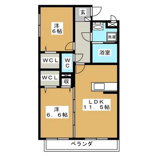 アスペルジュペーシュ【2階】の間取り