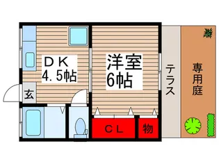 リバ-サイドハイツ2号館【1階】の間取り