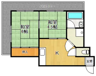 溝手ハイツ【2階】の間取り