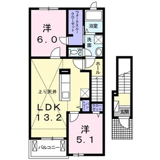 ホークレア新家【2階】の間取り