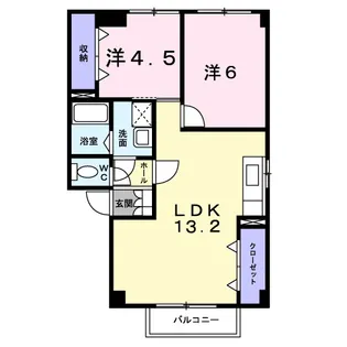 ホワイトヒルハイツ【2階】の間取り