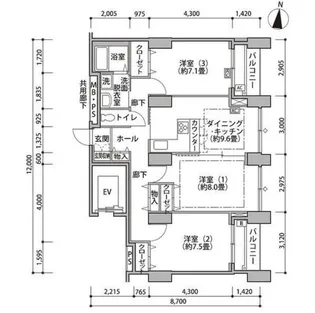 東雲キャナルコートCODAN14号棟【5階】の間取り