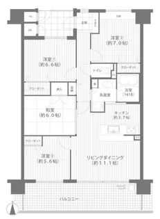 リビンコート問屋町ウエスト【5階】の間取り