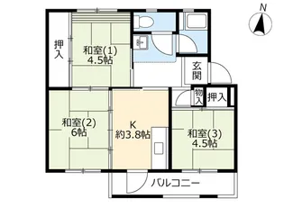 UR西大和片岡台【4階】の間取り