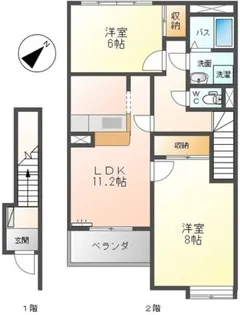 クイーンズコートII【2階】の間取り