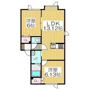 2LDKの間取り画像